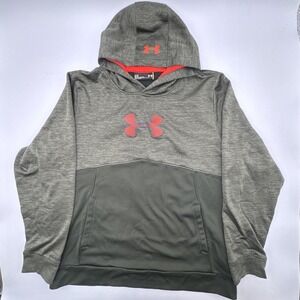 Under Armour Hooded Sweatshirt Men's Large Hoodie Military Green Hunting Orange